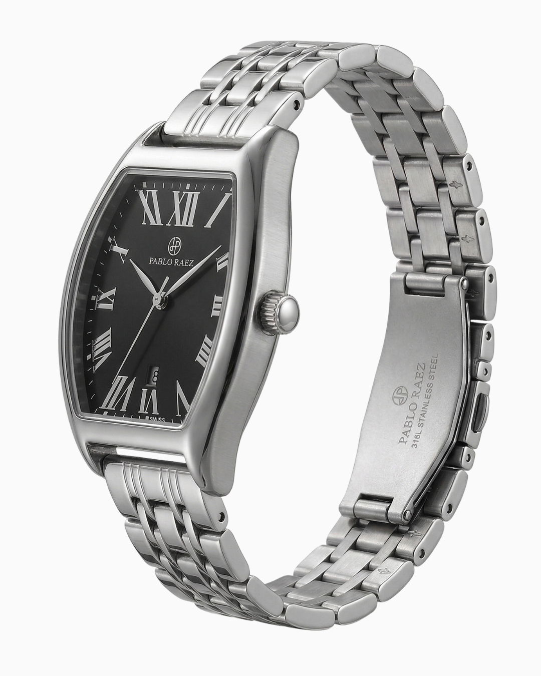 Pablo Raez Barrel Pulseira Aço Mostrador Preto