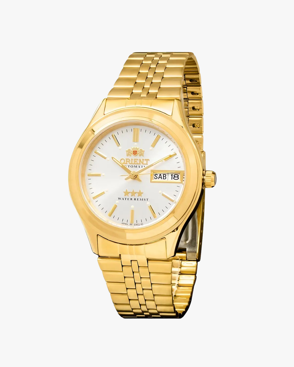 Orient Três Estrelas Dourado Mostrador Branco