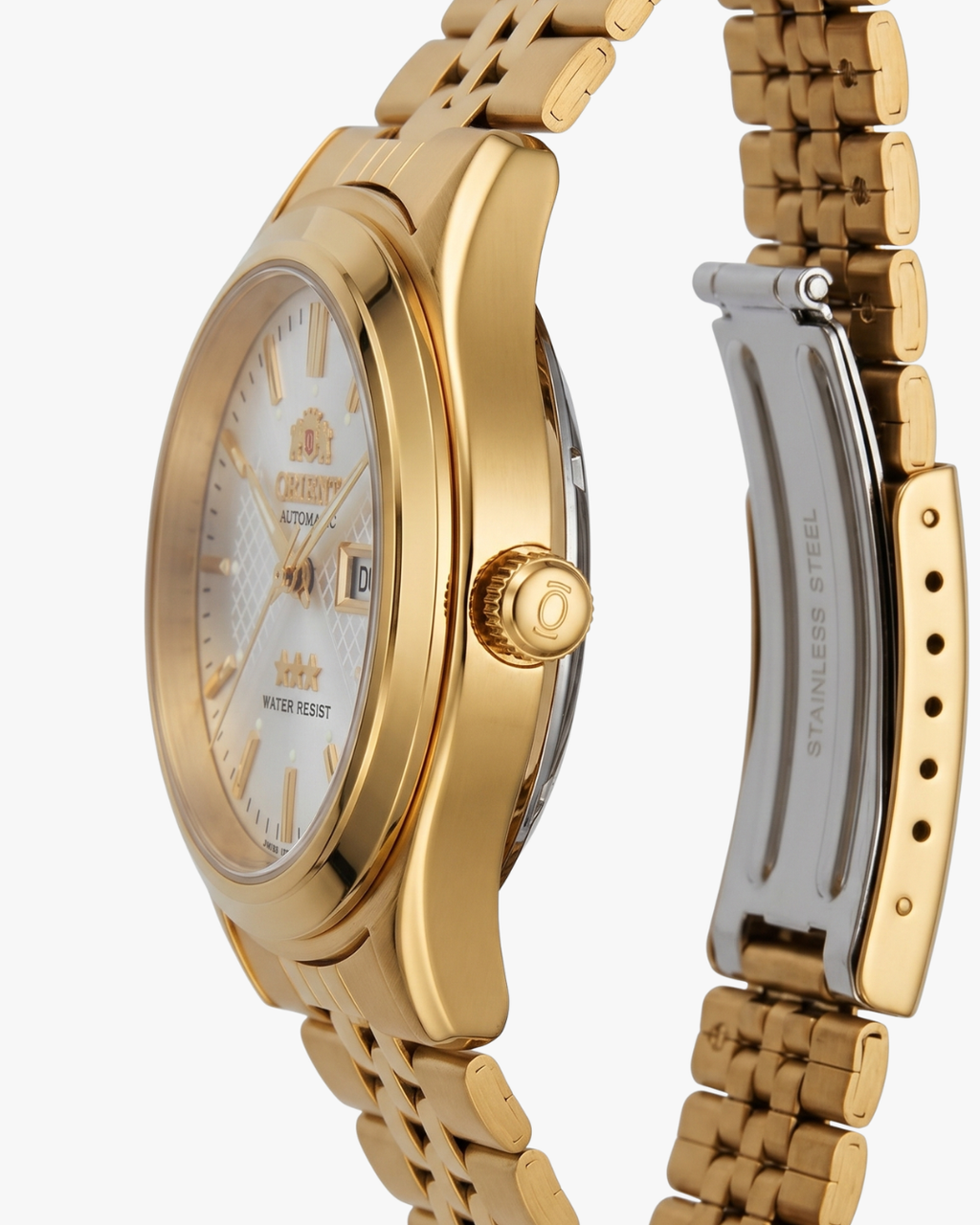 Orient Três Estrelas Dourado Mostrador Branco