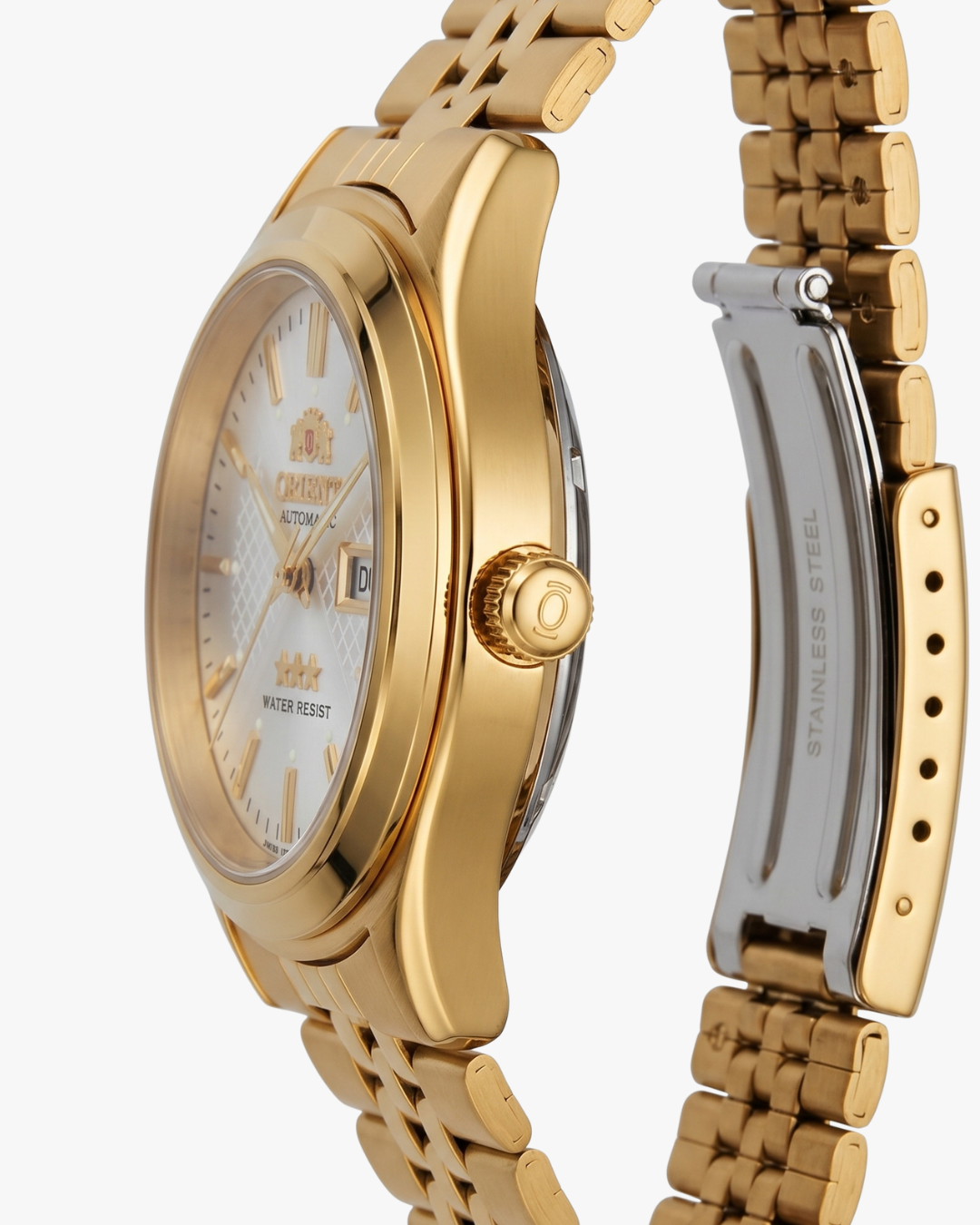 Orient Três Estrelas Dourado Mostrador Branco