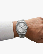Pablo Raez Origem Mostrador Branco Pulseira Aço inoxidável