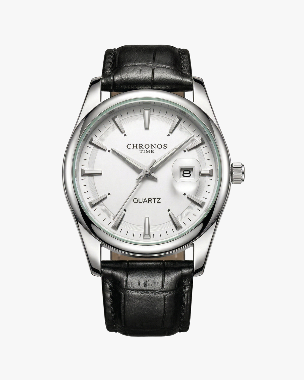 Chronos Hombre Pulseira Couro Preto