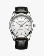 Chronos Hombre Pulseira Couro Preto